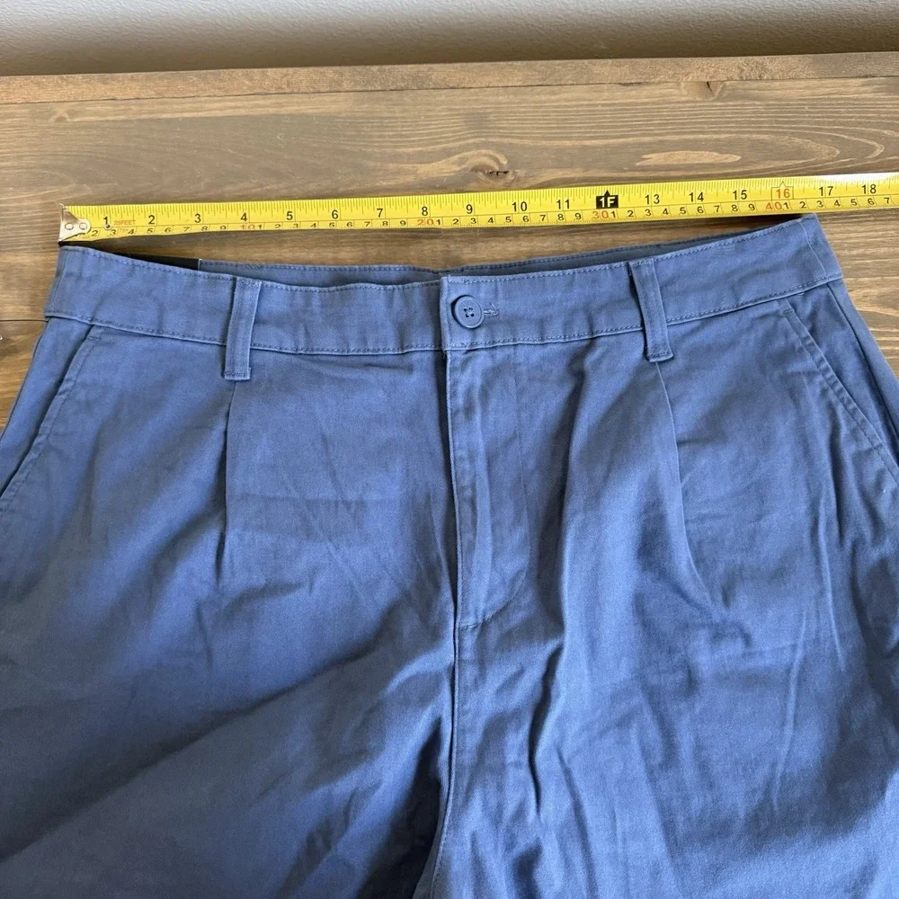 Banana Republic Womens‎ 12 Blue Pleat Front Khaki Chino Shorts Summer